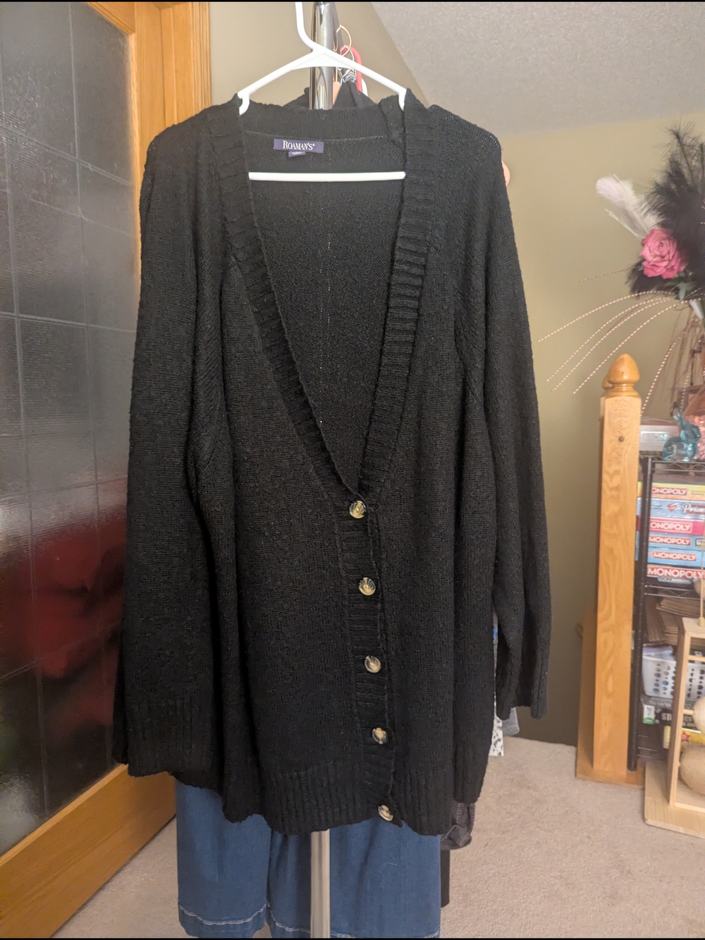 💜Roaman's Black Button-Front Women’s Cardigan 4x 34/36